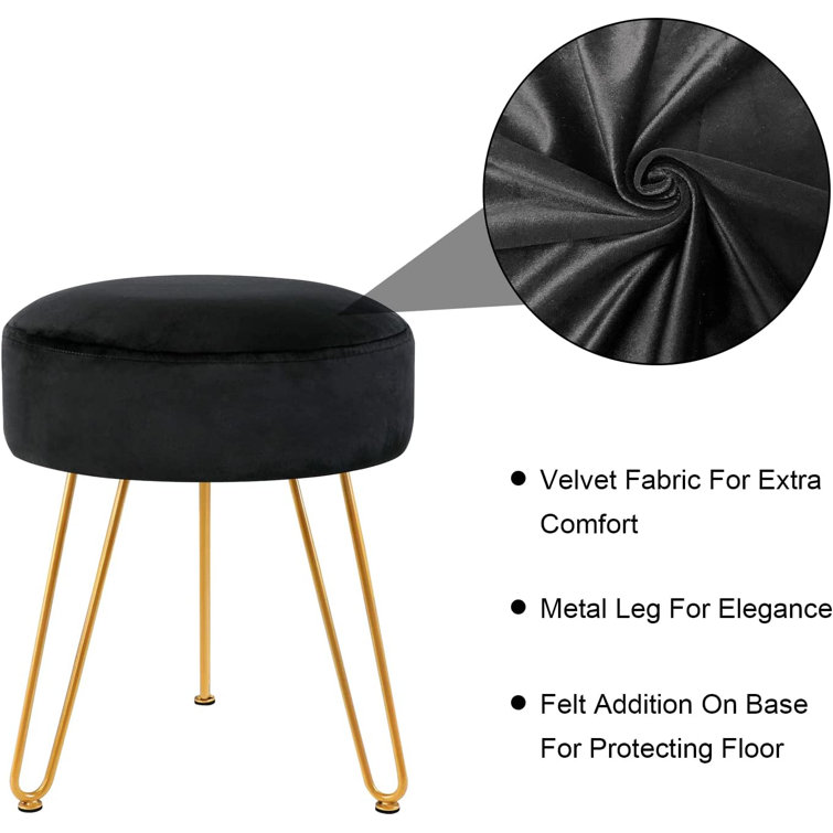 Mercer41 Velvet Footrest Multifunctional Vanity Stool Ottoman Round